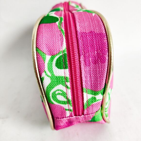 Lilly Pulitzer for Estee Lauder Pink Green Floral Travel Make-up Bag Pouch 9"x5" - Picture 3 of 8